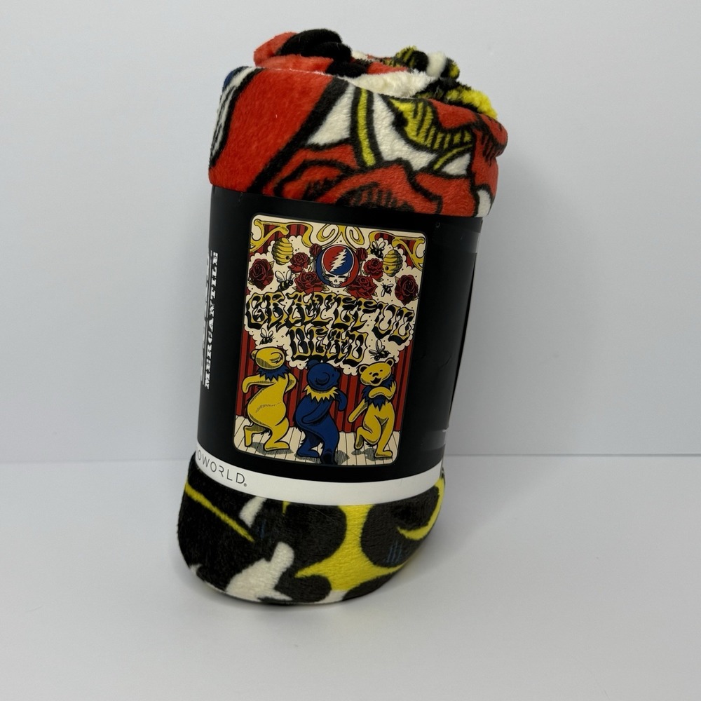 Grateful Dead Mercantile Dancing Bear Plush Throw Blanket 45" x 60" Bioworld NWT